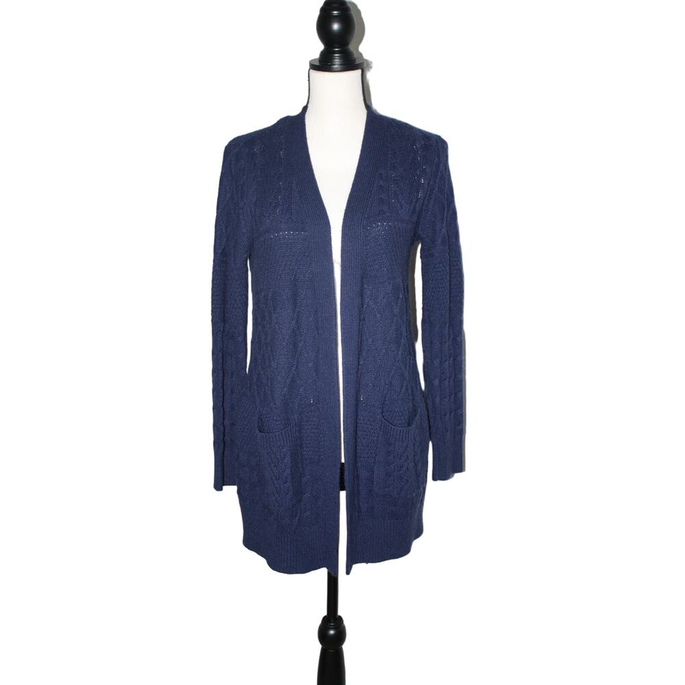 Faded Glory Cardigan Sweater‎ Blue M Long Sleeve Knit Pockets